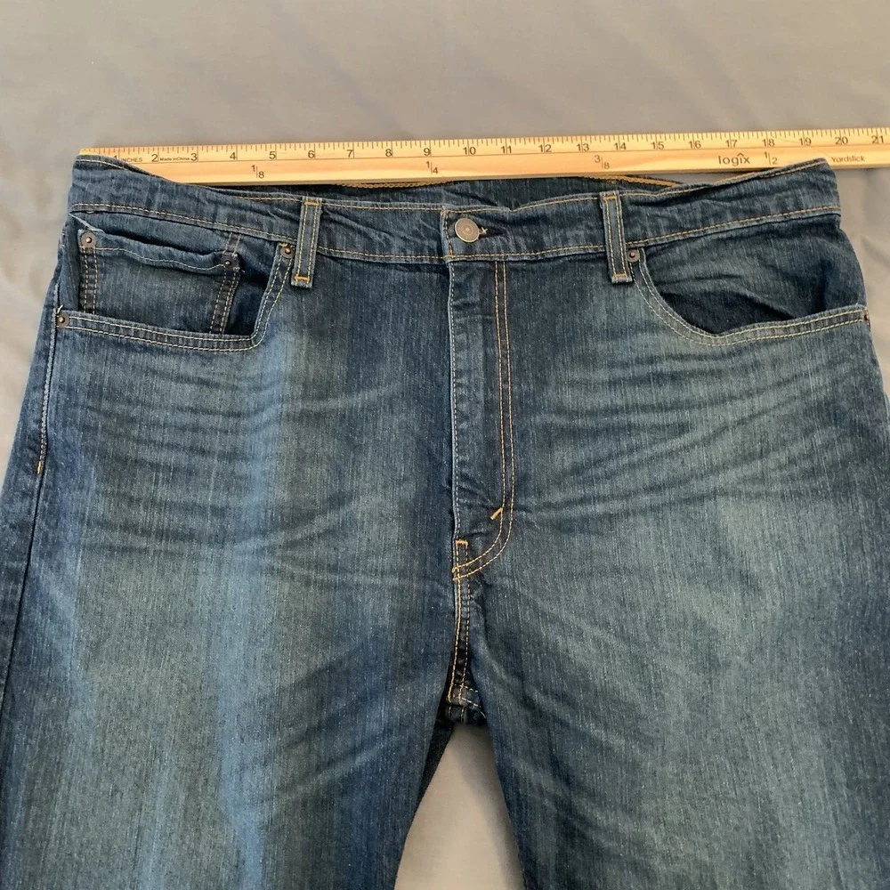 Levis 502 Jeans‎ Mens 40x30 Blue Faded Medium Wash Regular Tapered Stretch Denim